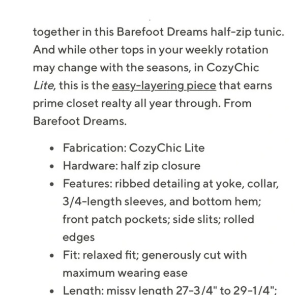 Barefoot Dreams CozyChic Lite Half Zip - Picture 3 of 4